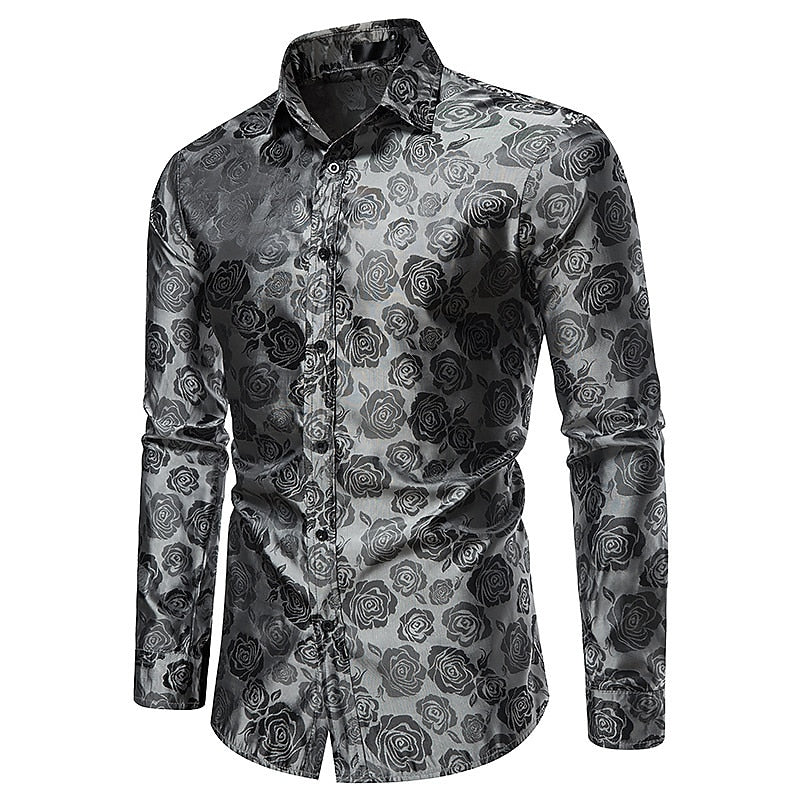 Roselion – Slim Fit Hemd Herren Glanz Muster