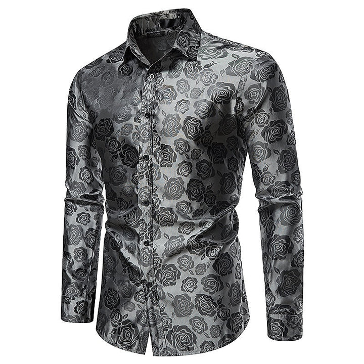 Roselion – Slim Fit Hemd Herren Glanz Muster