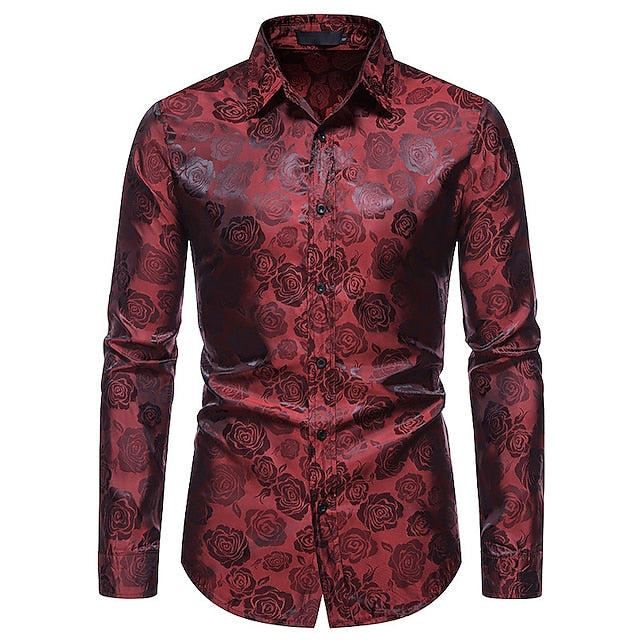 Roselion – Slim Fit Hemd Herren Glanz Muster