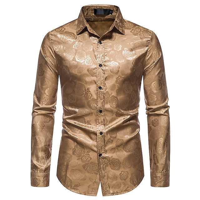 Roselion – Slim Fit Hemd Herren Glanz Muster