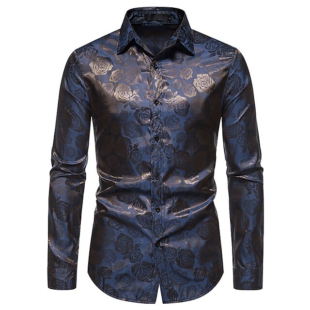 Roselion – Slim Fit Hemd Herren Glanz Muster