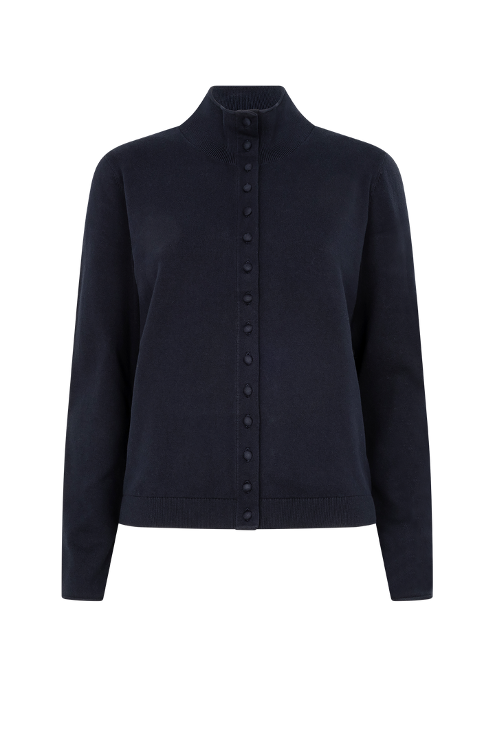 Elegante Strickweste Damen mit Stehkragen & Knopfleiste – kurze warme Strickjacke elegant