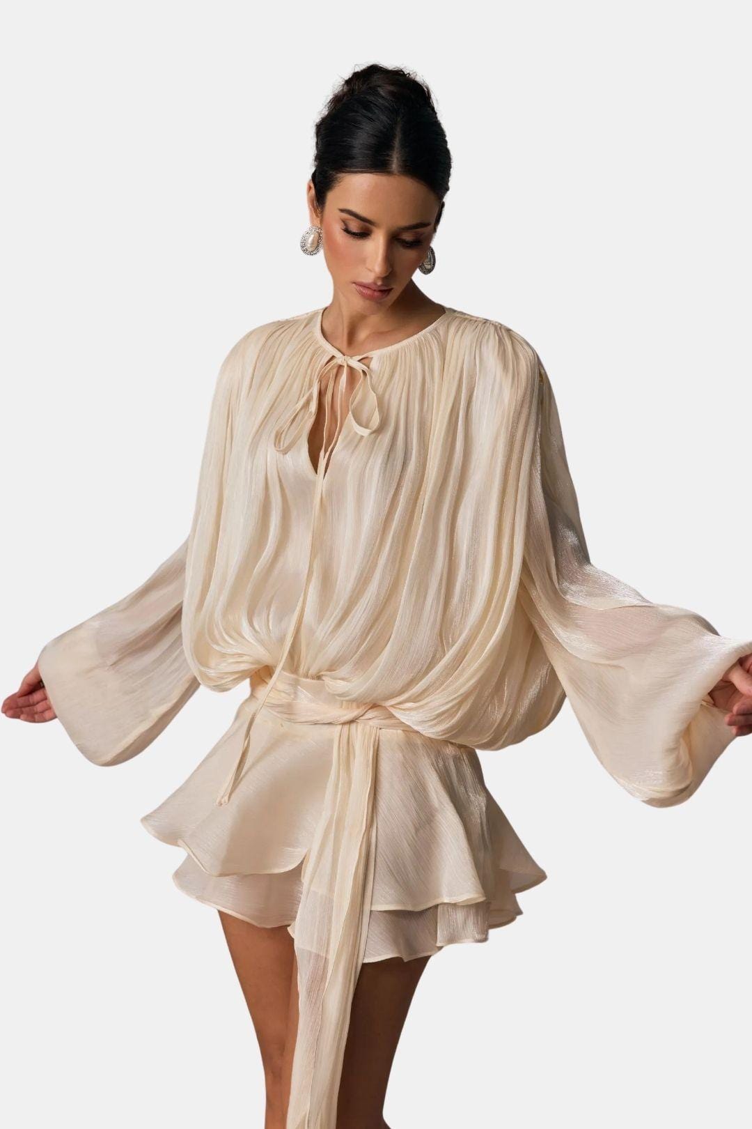 Mioraelle – Plissiertes Minikleid Mit Rüschen Saum