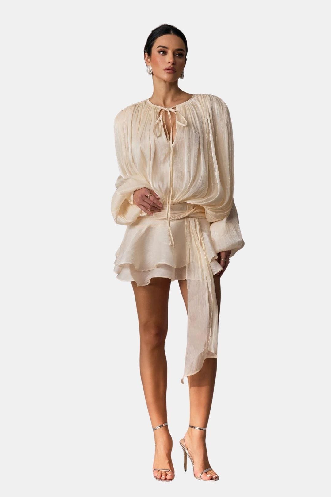 Mioraelle – Plissiertes Minikleid Mit Rüschen Saum