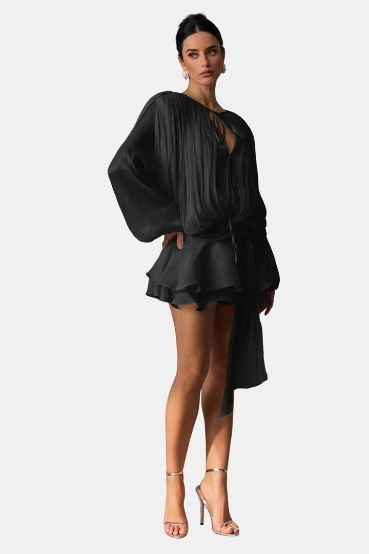 Mioraelle – Plissiertes Minikleid Mit Rüschen Saum