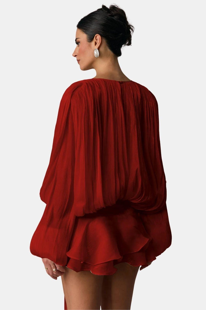 Mioraelle – Plissiertes Minikleid Mit Rüschen Saum