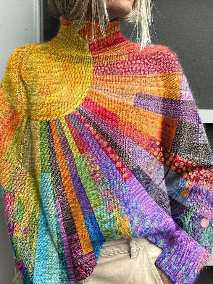 Damen Rollkragenpullover mit grafischem Print