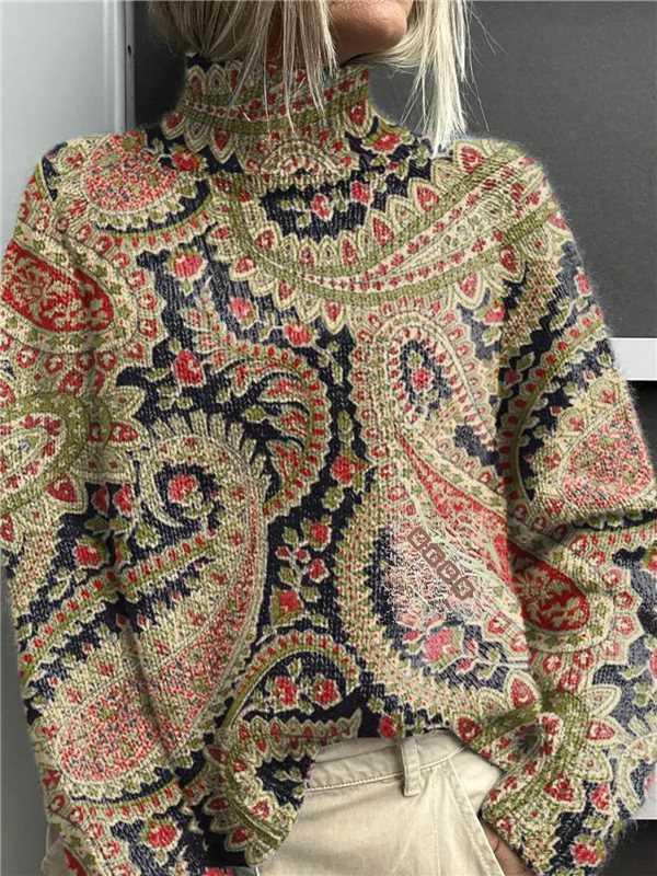 Damen Rollkragenpullover mit grafischem Print
