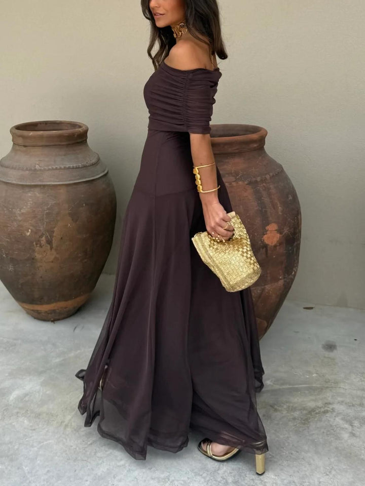 Vicenza - Schulterfrei Chiffon Maxikleid Elegant