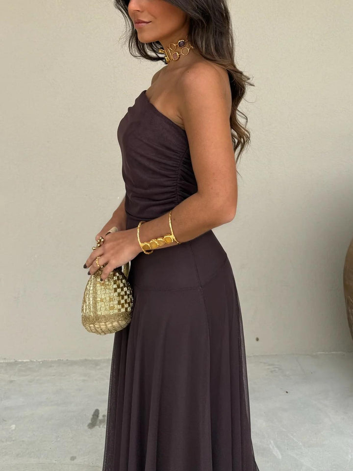 Vicenza - Schulterfrei Chiffon Maxikleid Elegant