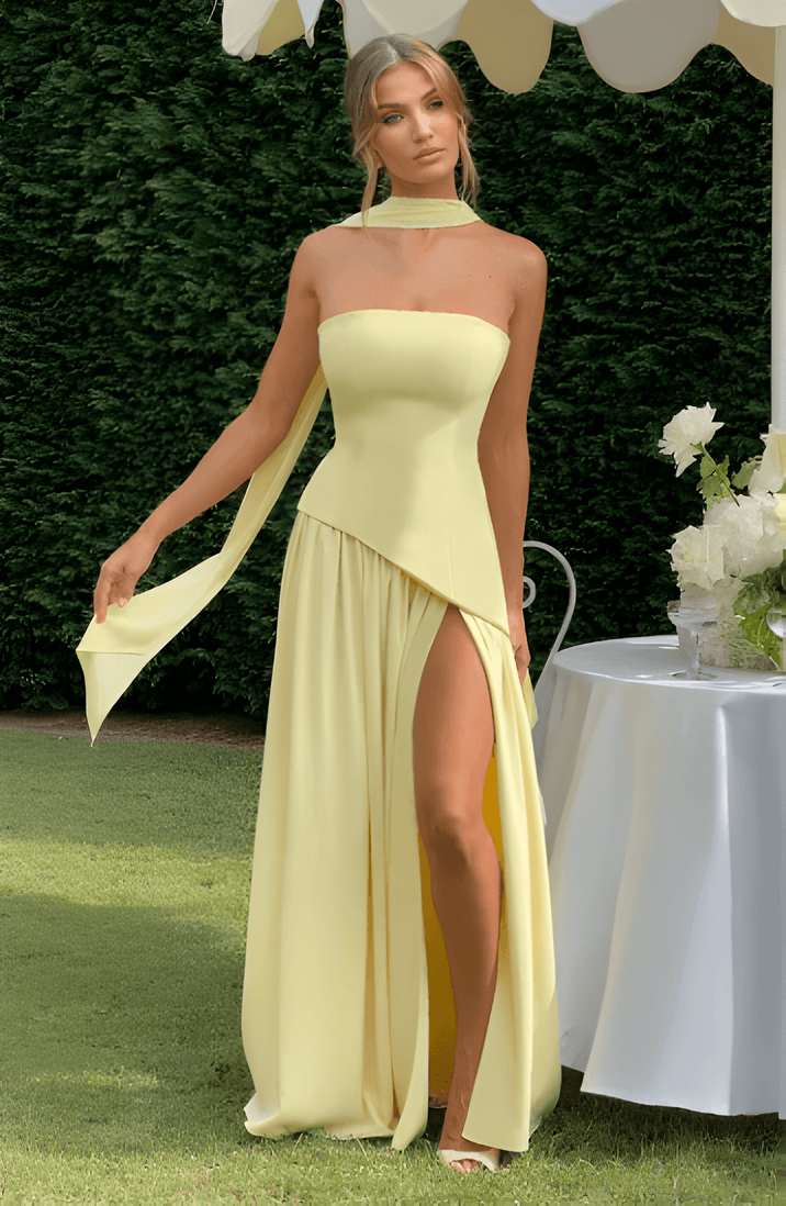 Anavelle - Trägerloses Maxikleid Mit Schlitz