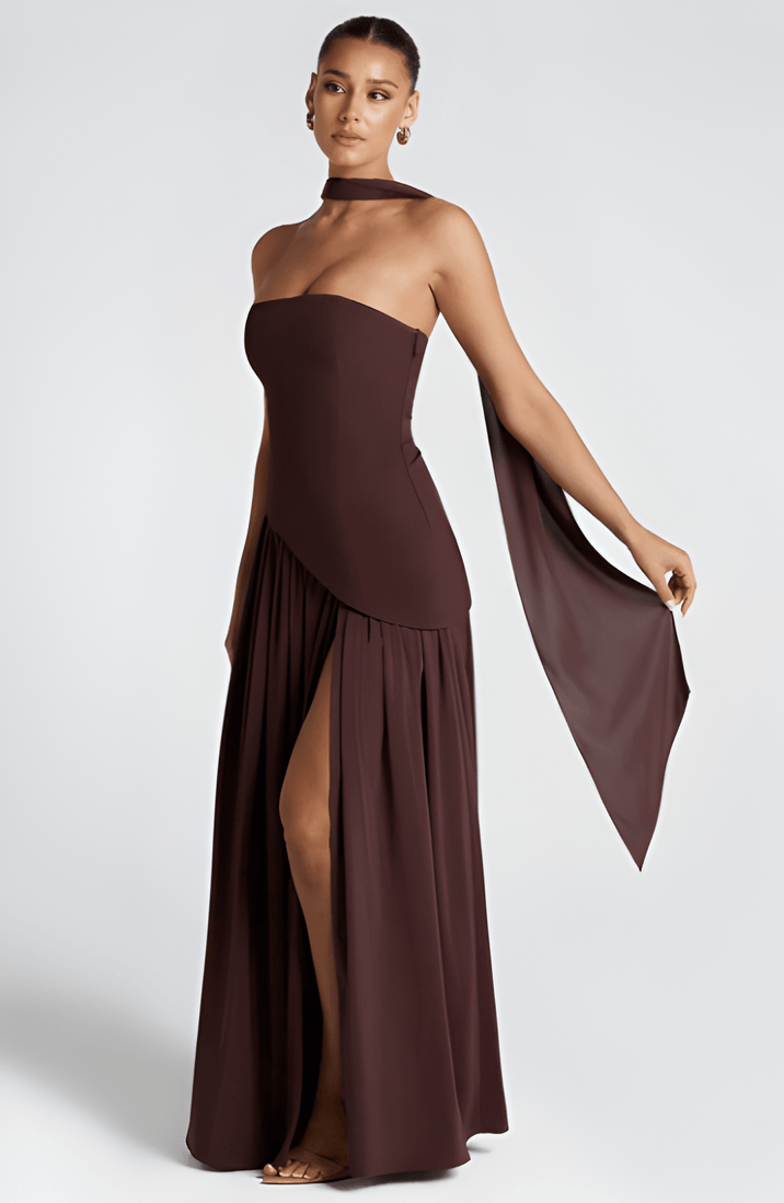 Anavelle - Trägerloses Maxikleid Mit Schlitz