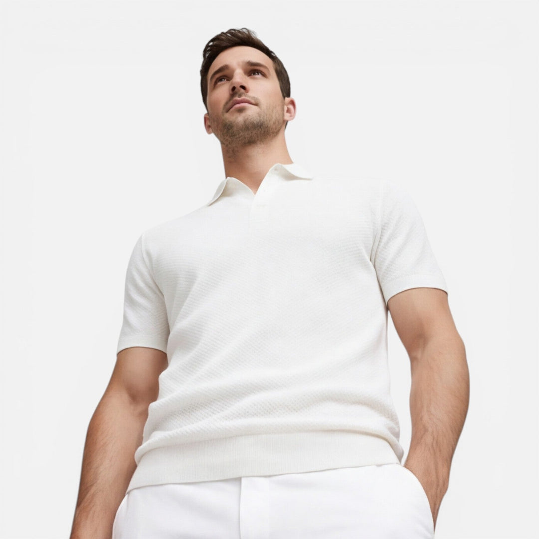 Felorro - Slim Fit Strick Polo Shirt Leicht Atmungsaktiv