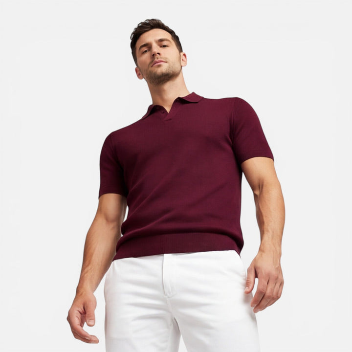 Felorro - Slim Fit Strick Polo Shirt Leicht Atmungsaktiv