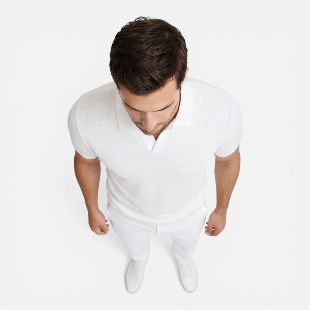 Felorro - Slim Fit Strick Polo Shirt Leicht Atmungsaktiv