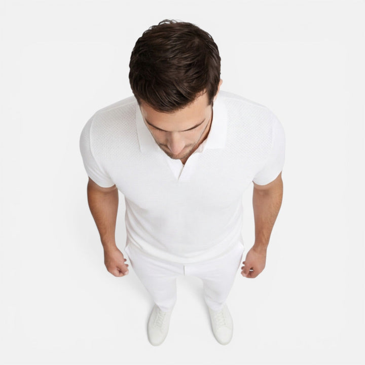 Felorro - Slim Fit Strick Polo Shirt Leicht Atmungsaktiv