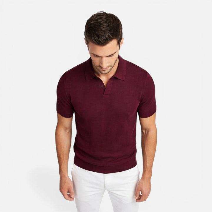 Felorro - Slim Fit Strick Polo Shirt Leicht Atmungsaktiv