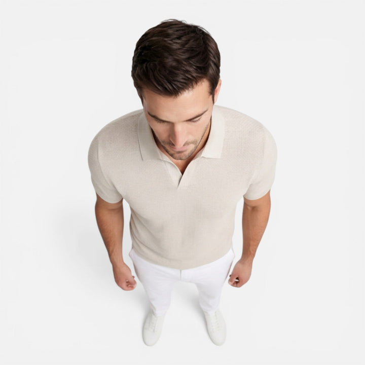 Felorro - Slim Fit Strick Polo Shirt Leicht Atmungsaktiv