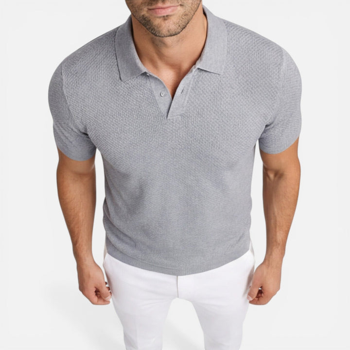 Felorro - Slim Fit Strick Polo Shirt Leicht Atmungsaktiv