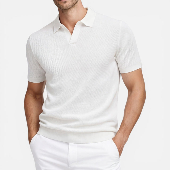 Felorro - Slim Fit Strick Polo Shirt Leicht Atmungsaktiv