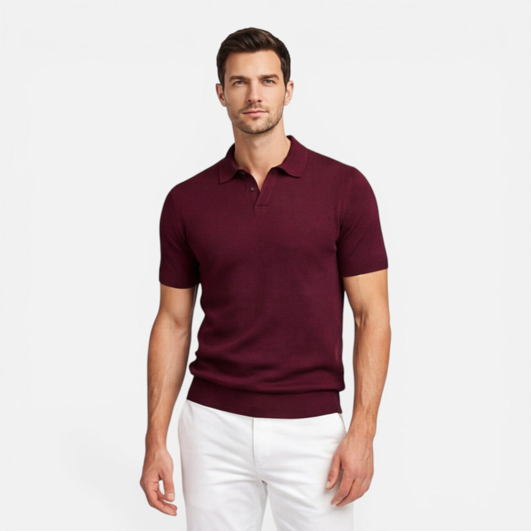 Felorro - Slim Fit Strick Polo Shirt Leicht Atmungsaktiv