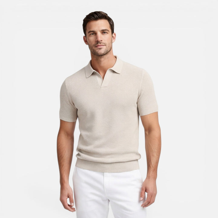 Felorro - Slim Fit Strick Polo Shirt Leicht Atmungsaktiv