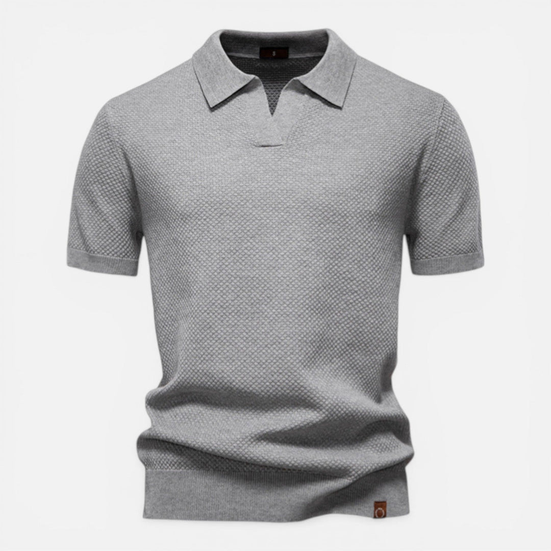 Felorro - Slim Fit Strick Polo Shirt Leicht Atmungsaktiv