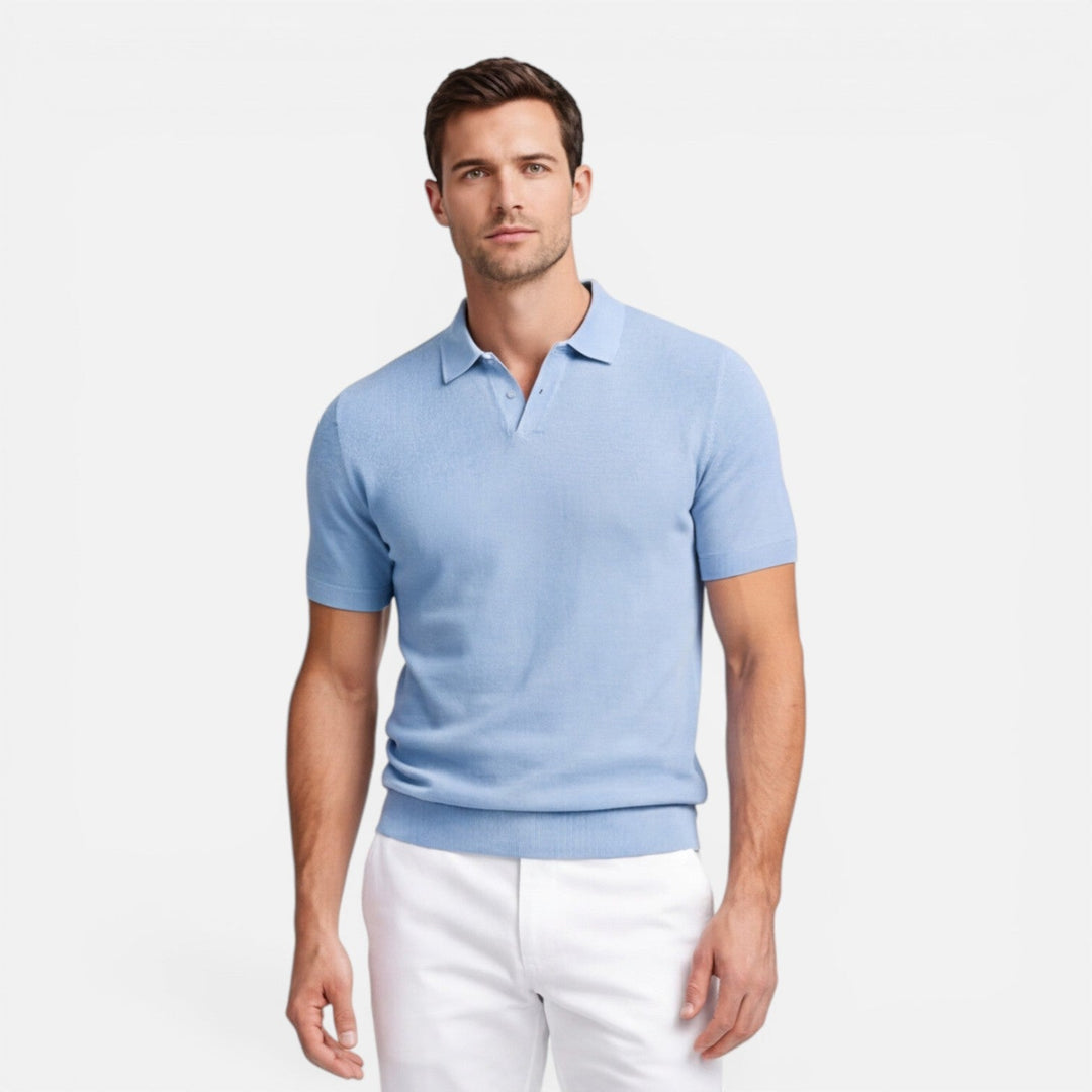 Felorro - Slim Fit Strick Polo Shirt Leicht Atmungsaktiv