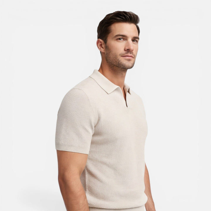 Felorro - Slim Fit Strick Polo Shirt Leicht Atmungsaktiv
