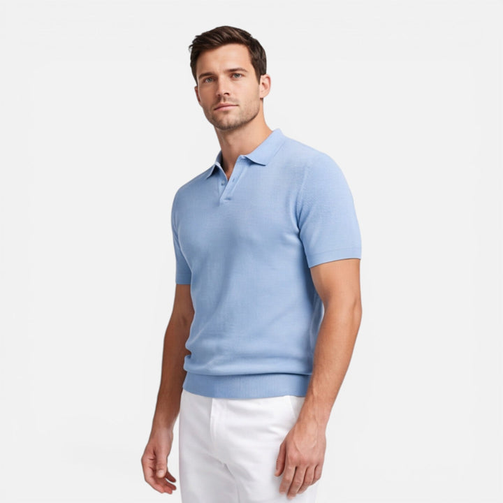 Felorro - Slim Fit Strick Polo Shirt Leicht Atmungsaktiv