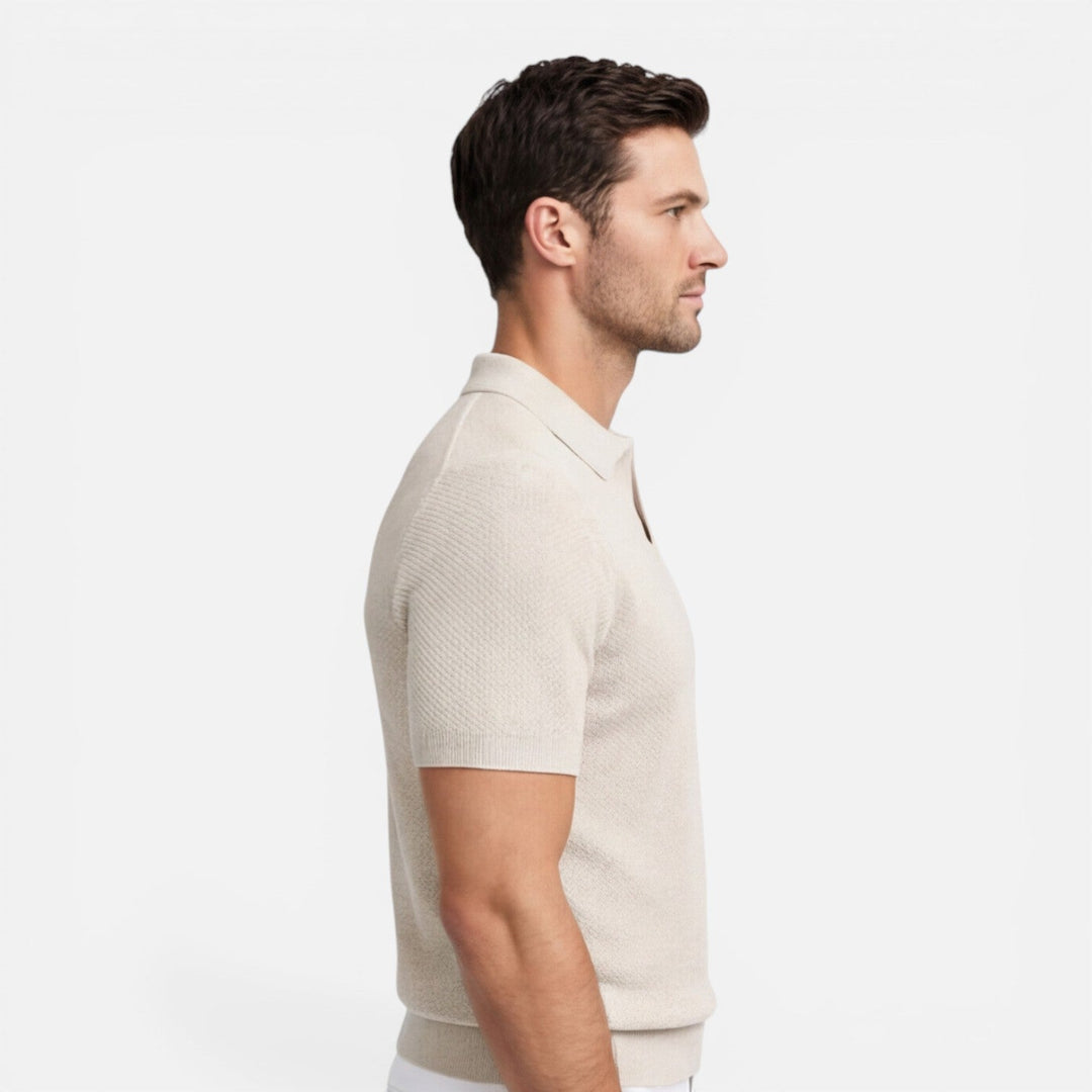 Felorro - Slim Fit Strick Polo Shirt Leicht Atmungsaktiv