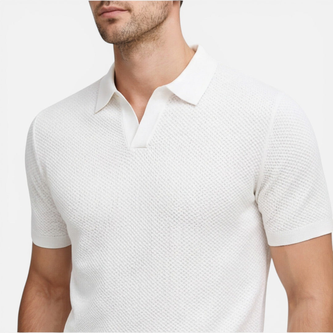 Felorro - Slim Fit Strick Polo Shirt Leicht Atmungsaktiv