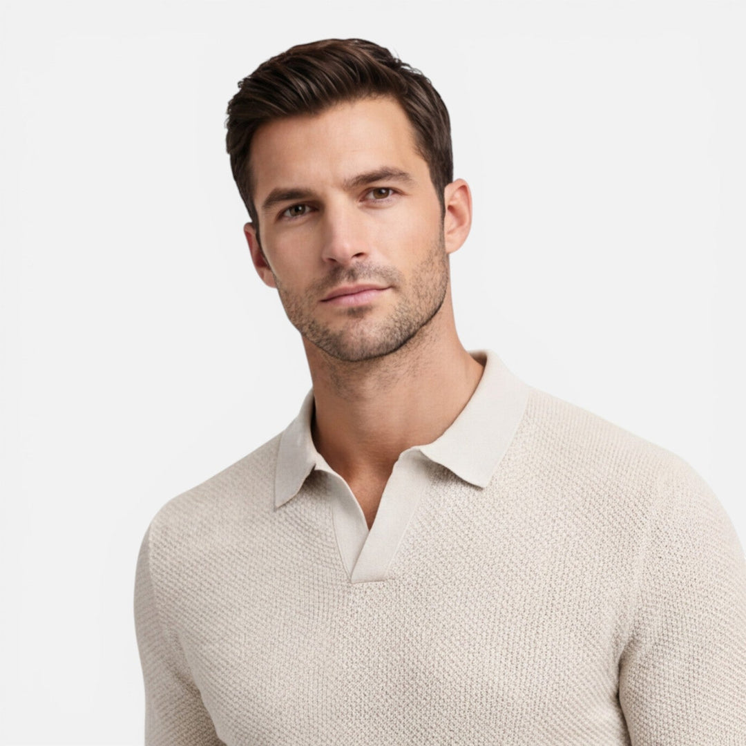 Felorro - Slim Fit Strick Polo Shirt Leicht Atmungsaktiv