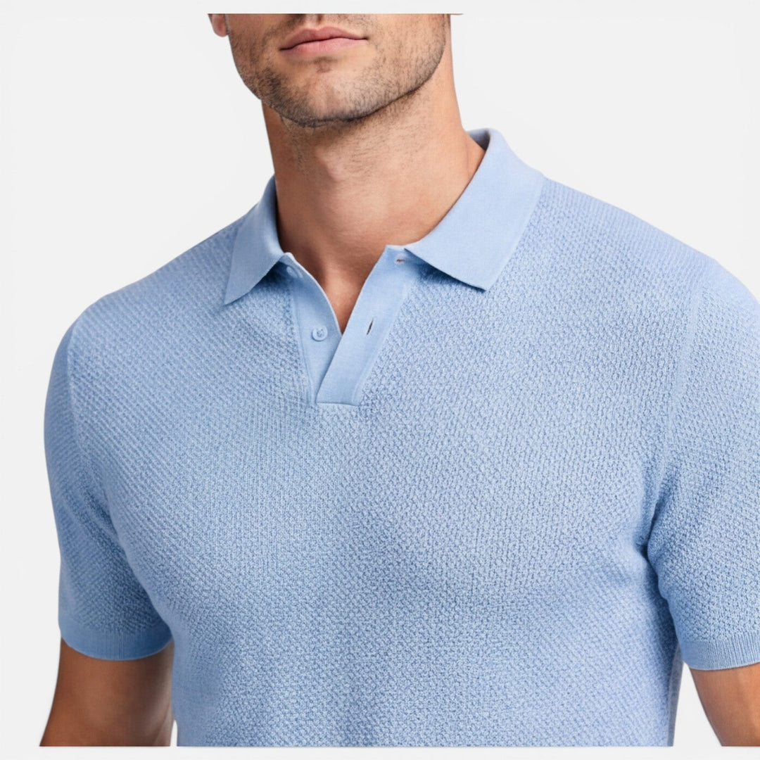 Felorro - Slim Fit Strick Polo Shirt Leicht Atmungsaktiv