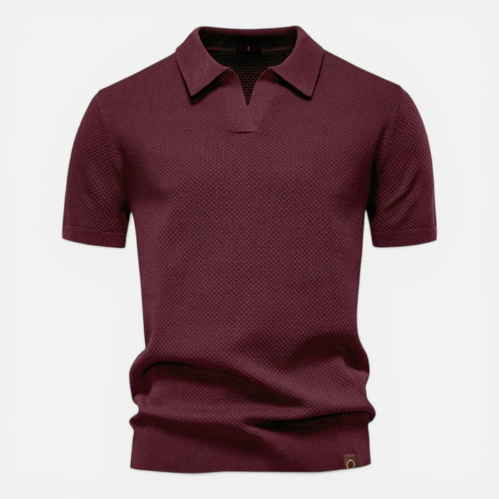 Felorro - Slim Fit Strick Polo Shirt Leicht Atmungsaktiv