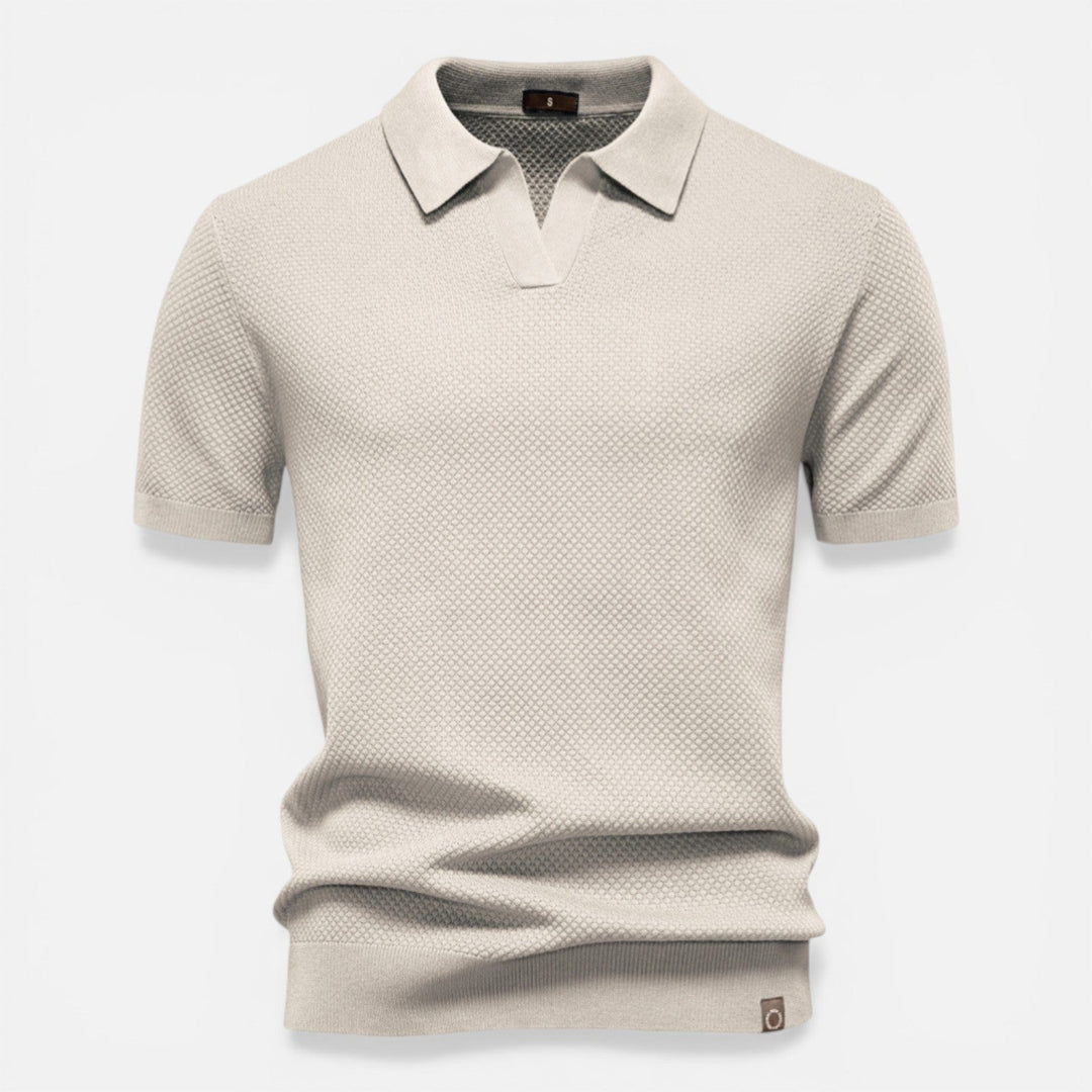 Felorro - Slim Fit Strick Polo Shirt Leicht Atmungsaktiv