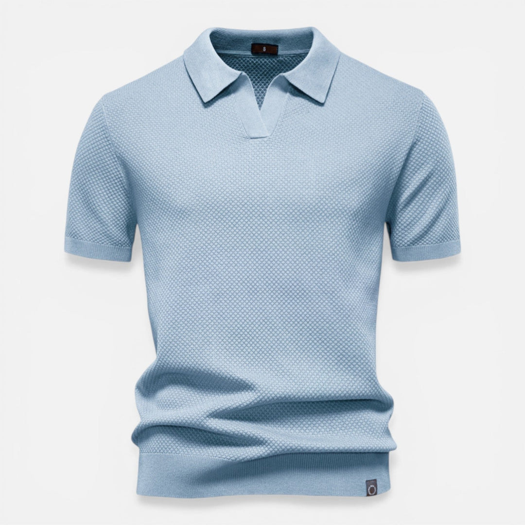 Felorro - Slim Fit Strick Polo Shirt Leicht Atmungsaktiv