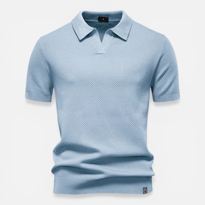 Felorro - Slim Fit Strick Polo Shirt Leicht Atmungsaktiv