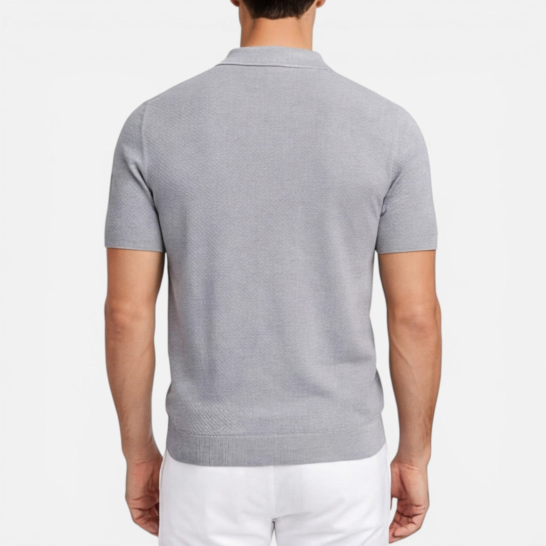 Felorro - Slim Fit Strick Polo Shirt Leicht Atmungsaktiv