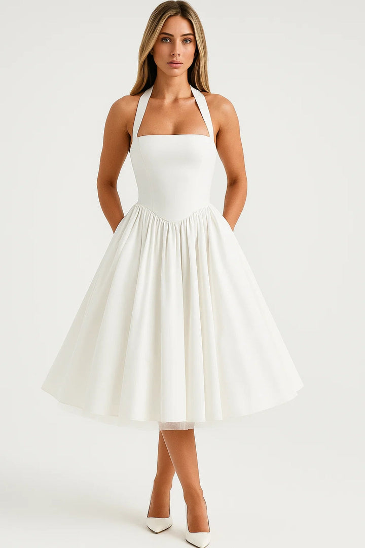Dalia - Rückenfreies Midi Kleid Mit Voluminösem Rock
