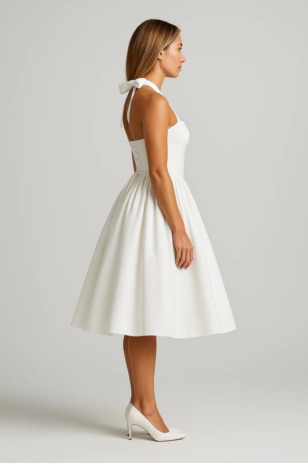 Dalia - Rückenfreies Midi Kleid Mit Voluminösem Rock