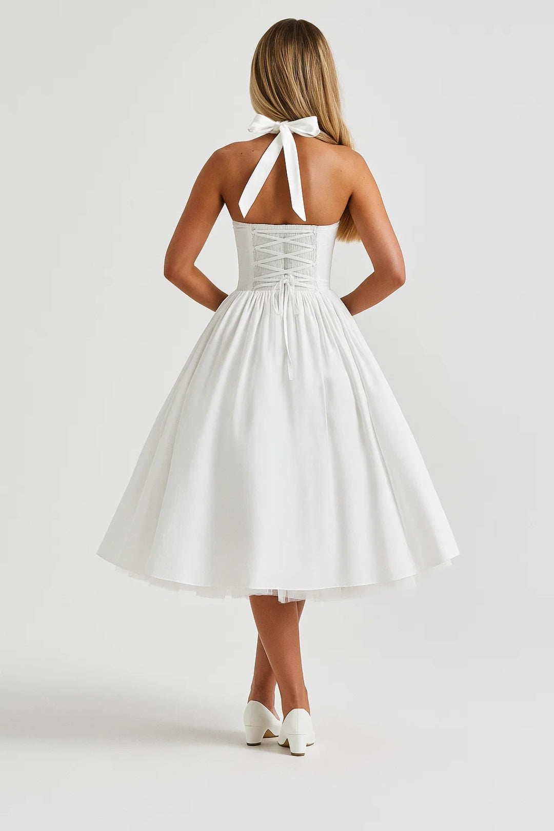 Dalia - Rückenfreies Midi Kleid Mit Voluminösem Rock