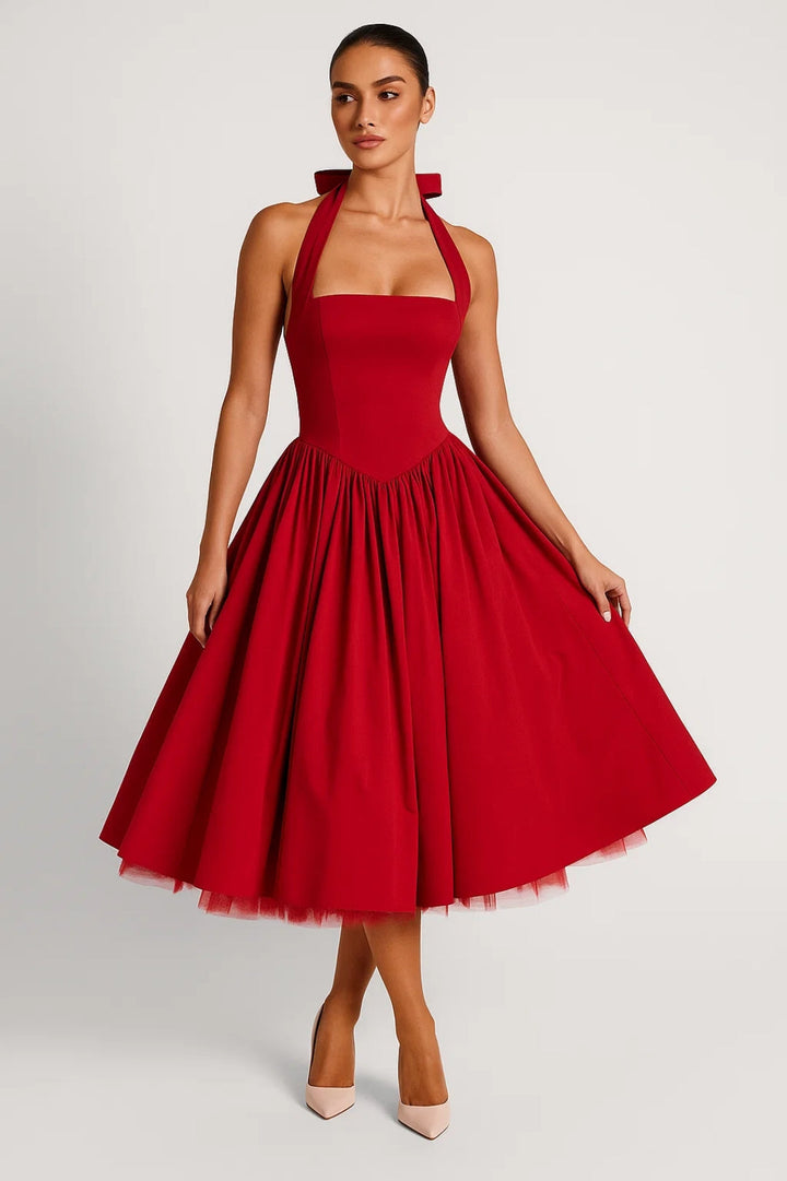 Dalia - Rückenfreies Midi Kleid Mit Voluminösem Rock