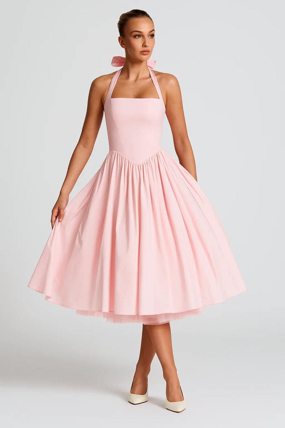 Dalia - Rückenfreies Midi Kleid Mit Voluminösem Rock