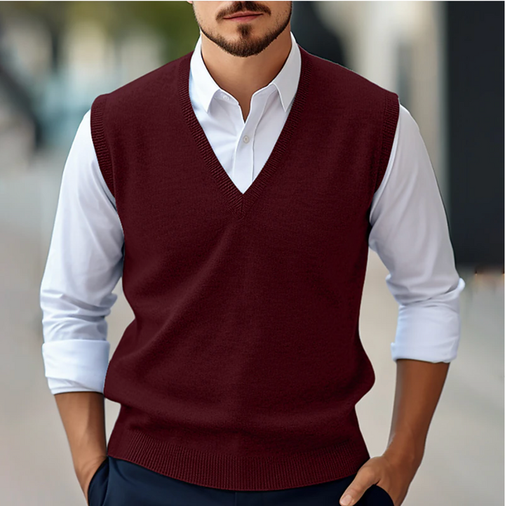 Herren Strickgilet mit V Ausschnitt und Regular Fit