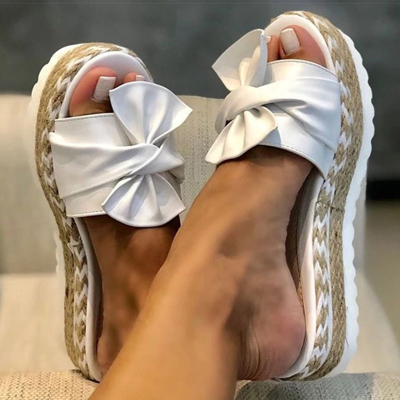 Damen Sandalen Elegant Flach Schleife Sommer - Image 3