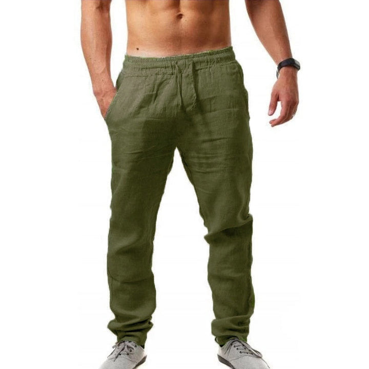 Men's Linen Cotton Blend Pants Lightweight Summer Trousers - Image 6