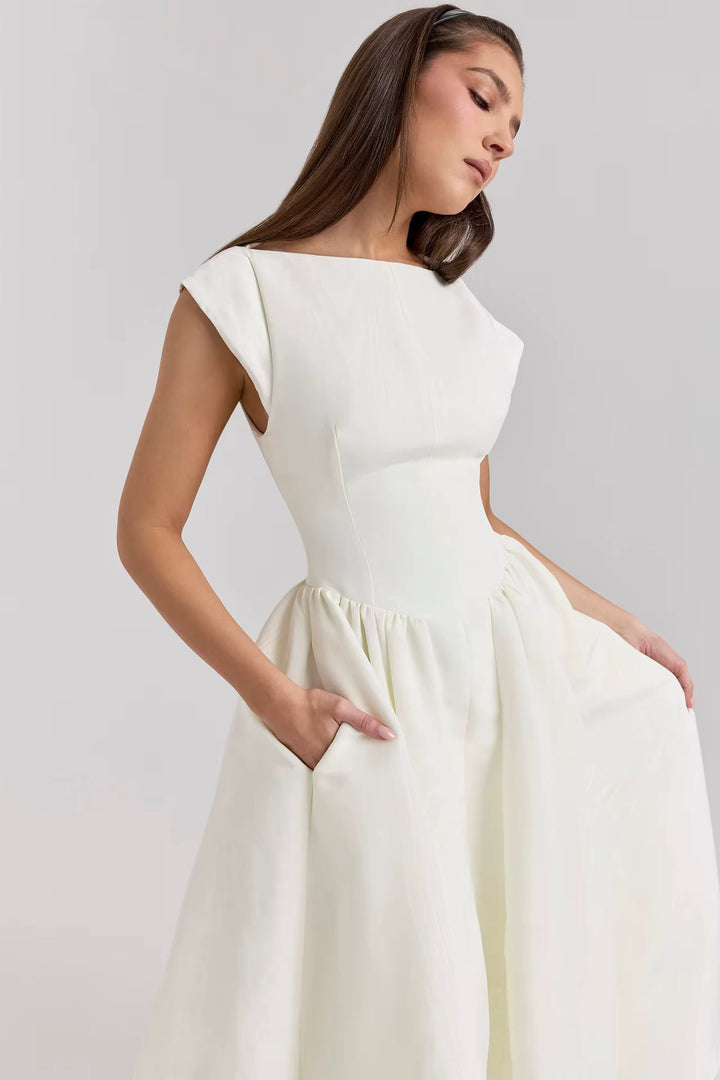 Tahlia - Midi Kleid Mit Struktur Und Cap Ärmeln