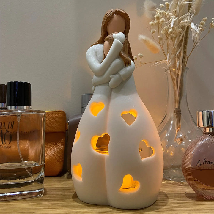 LED table lamp "Mother and Child" | Heart-shaped light design