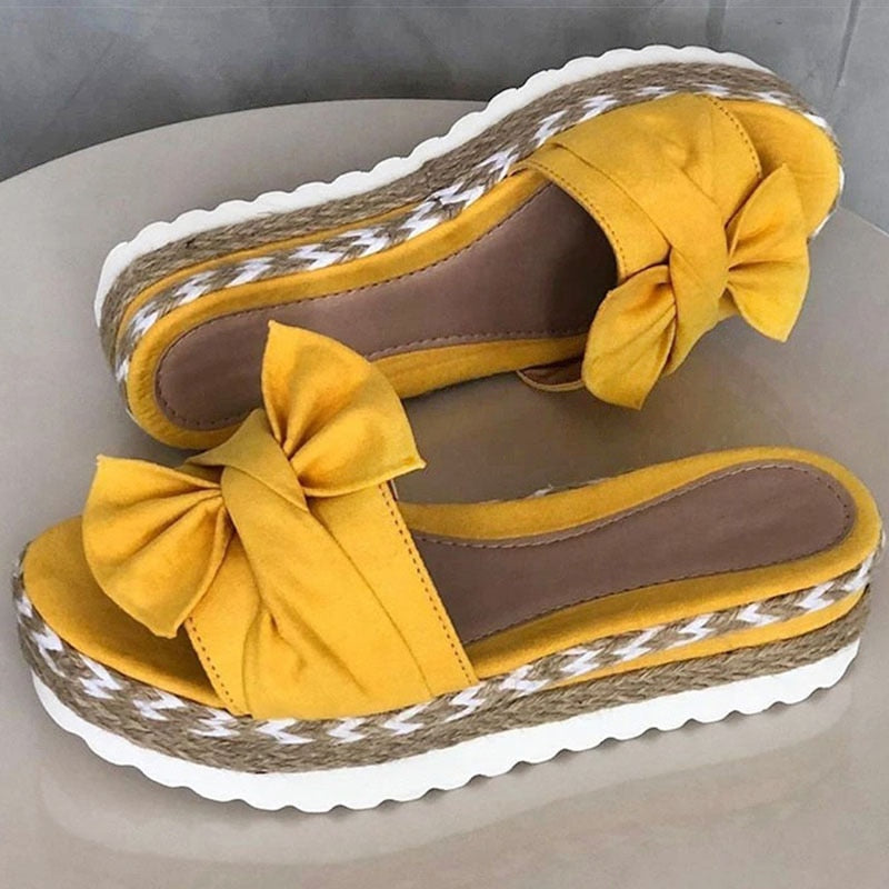 Damen Sandalen Elegant Flach Schleife Sommer - Image 5